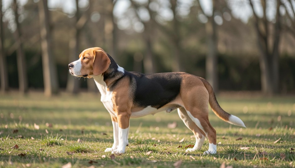 Beagle occupé à explorer une odeur au sol