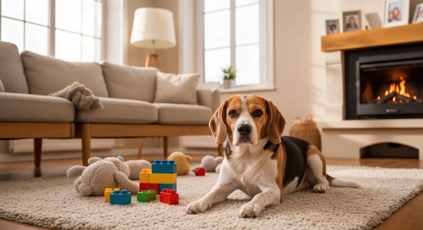 Un beagle et un spitz allemand côte à côte dans un jardin
