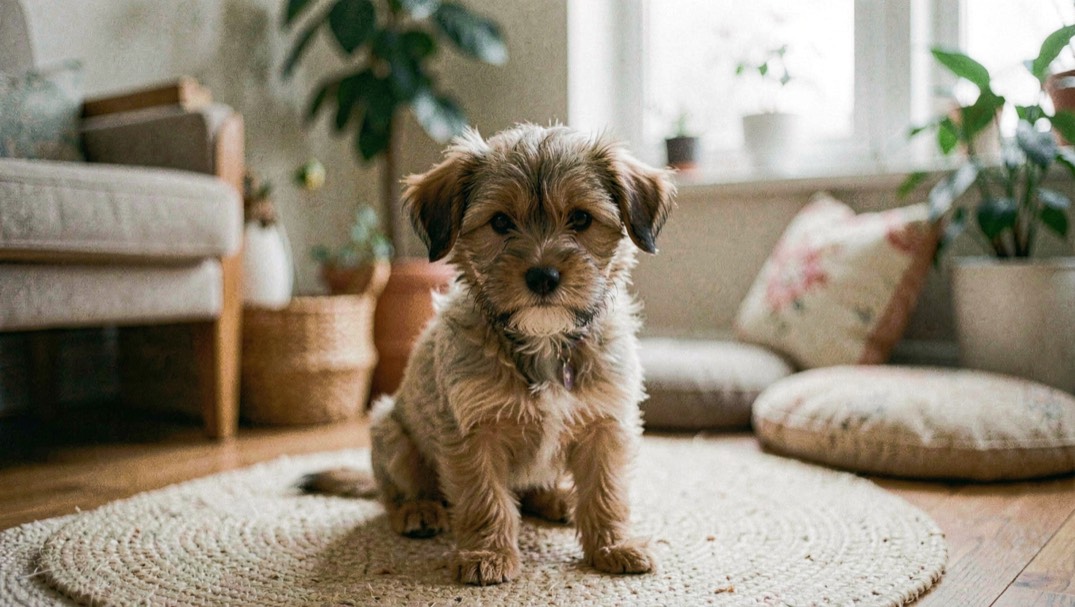Chiot de race élevé dans un cadre familial propre